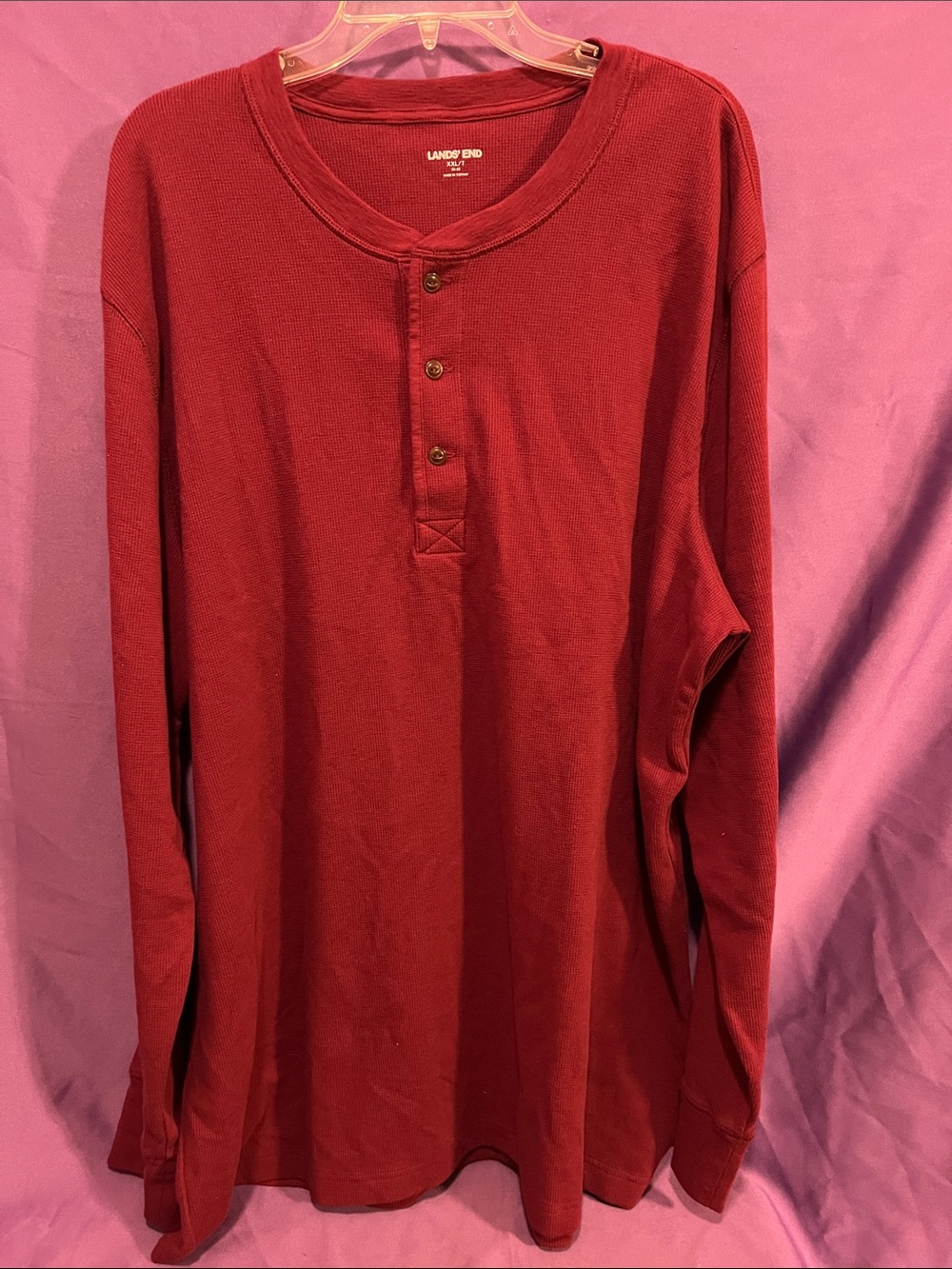 Lands' End Men's Deep Red Long-Sleeve Henley